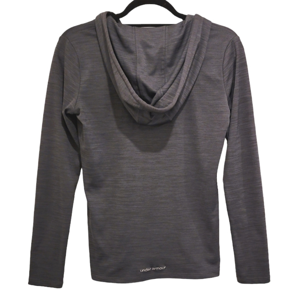 2/$18 Under Armour UA Heat Gear Lightweight Loose Hoodie Heathered Gray Sweater - Picture 2 of 5